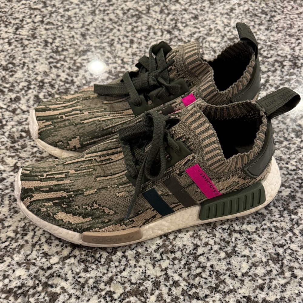 Adidas NMD R1 Camo Green with Pink Accents